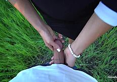 Cute Blonde Sucks Cock in Park for POV Cum!