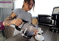 my horny wife gives blowjob and ass for hot breakfast daily.