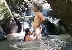 Can you imagine a latina teen taking a monster cock in her ass at the waterfall, cumming deep inside?