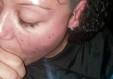 ebony milf slut deepthroats big black monster cock in sloppy homemade style