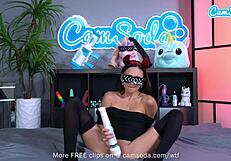 Cute teen 18+ spreads shaved pussy, masturbating intensely with magic wand.