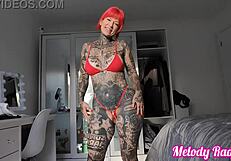 sheer micro bikini try-on haul with big tits amateur mature at gym, wet and wild