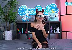 Cute teen 18+ spreads shaved pussy, masturbating intensely with magic wand.