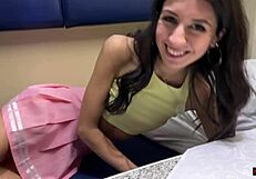 A beautiful girl traveling by train gets into card game and has to suffer the consequences.