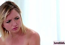 Two teen 18+s and big tits milf in oral train