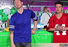 In this steamy tale, blonde milf waitress Lindsey Lakes seduces football fans with her tits and ass, leading to a wild group fuck