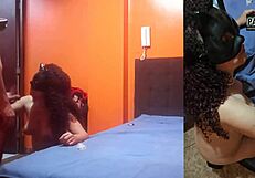 latina milf friend mom quick sex in bathroom creampie