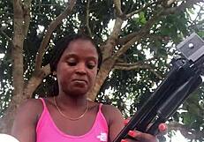 Crazybitch unboxes her outfit in front of strangers, revealing sexy lesbian antics