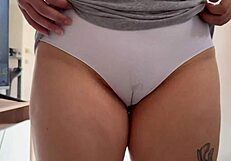 My ex-girlfriend hides to show me her dirty panties in close up