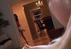 blonde milf babe dives into lesbian action