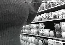 Latina milf shows big tits in public