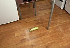 watch this brunette stretch her ass with a huge zucchini until she orgasms and gapes?