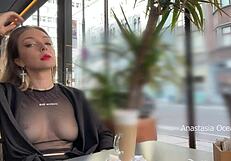 Cross dressing cafe show of the week: Boob flashing through the glass walls