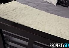 Blonde rides landlord's monster cock in hardcore positions