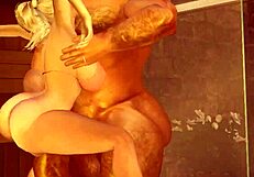 Heyward trains cheerleader for huge cock in sauna