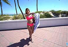 Hot Blonde Teen Gets Picked Up By The Beach!