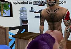 Detailed cuckold threesome simulation with old group in 3D