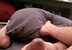 A man with a small penis giving a handjob