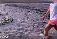 flashing tits at the sunset