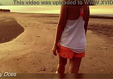 flashing tits at the sunset