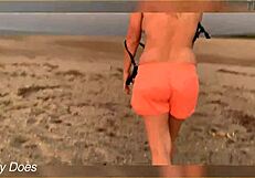 flashing tits at the sunset