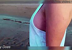 flashing tits at the sunset