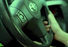 Charlie Teases in Skirt, Nearly Cumming While Driving on Road