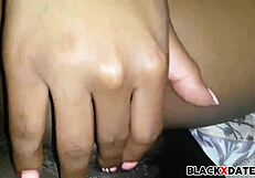 black couple's hardcore homemade fucking tape with ebony babe