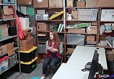 Sexy Busty Teen Thief Fucked Before Her Milf Mom at Office