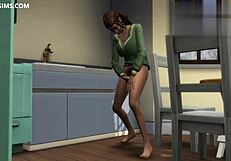 Beautiful teenage girl finds her roommate smoking a cigarette in the kitchen and decides to have sex with him. More at hentaisims.com