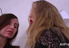 hot lesbian beauties stretching and fist fucking tight anal holes