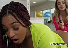 CATCHING the JERKING NERD and INVITING him into a BIG COCK FOURSOME