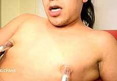 licking my nipples while moaning naked