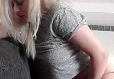 i watch this blonde girl with big tits moan while she masturbates her pussy and ass, cum everywhere