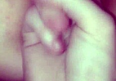 She fiercely fingers her wet pussy as I thrust gigantic dildo deep