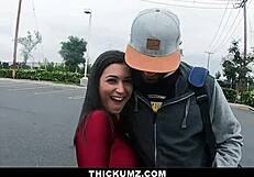 Thickum Brooklyn Gray gags on cock after go-kart race