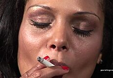Beautiful Indian MILF with large breast smoking a cigarette while giving blow job and hard sex