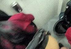 Latina Girlfriend Gives Blowjob and Receives Cum on Ass in Bathroom