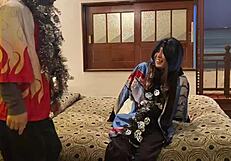 Japanese Wife in Halloween Costume Sucks and Gets Raw Creampie Action