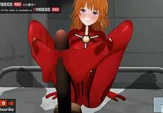 Asuka gives footjob and jerk instructions