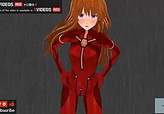 Asuka gives footjob and jerk instructions