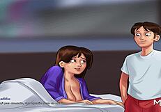 Summertimesaga - madura recibe llena de leche en coño durante escena hentai caliente