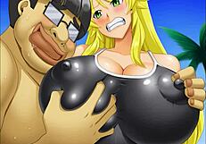 A hentai lover has a sexual experience with a blond MILF.