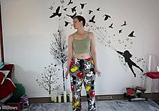 Yoga lesson turns into detailed pussy play with cute European slut during instruction.