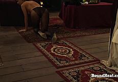 Lesbian Maid Kneels to Serve Dominant Czech Mistress