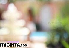 Beautiful Putri Cinta Shows Tiny Wet Pussy on Pool