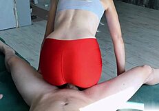 Young woman has rough sex in torn leggings after working out