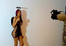 A Halloween photoshoot becomes a sexual experience.