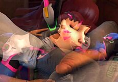 D Va Gets Wild in Cartoon Blowjob Action