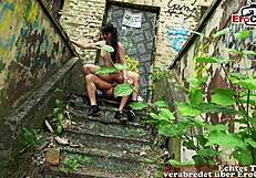 gothic teen picked up for outdoor pov date